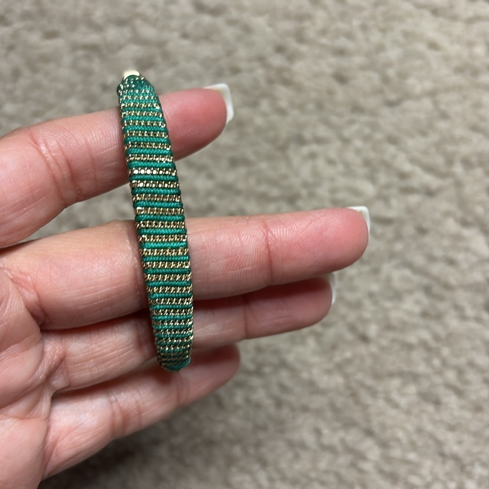 Elegant Gold and Green Cuff Bracelet - Picture 6 of 7